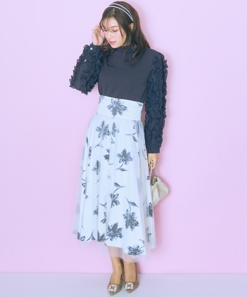 marun（マルン）の「＜大きいサイズ＞袖ボリュームカットソー　marun（Tシャツ/カットソー・レディース・ホワイト/ダークネイビー・L/LL/3L/4L/5L）」の10枚目の写真