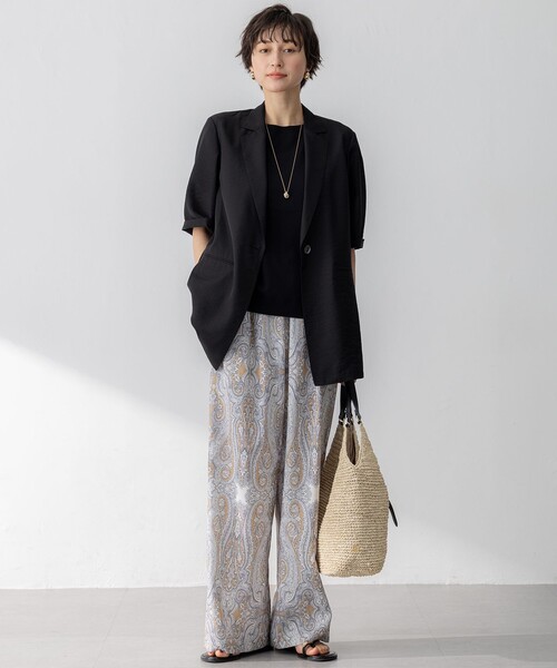 23区 S（ニジュウサンクチイサイサイズ）の「【Oggi6月号掲載/速乾性/接触冷感】シアータンブラー ハーフスリーブ ジャケット（テーラードジャケット・レディース・ベージュ系/ダークブラウン系/ブラック系・30/32）」の20枚目の写真