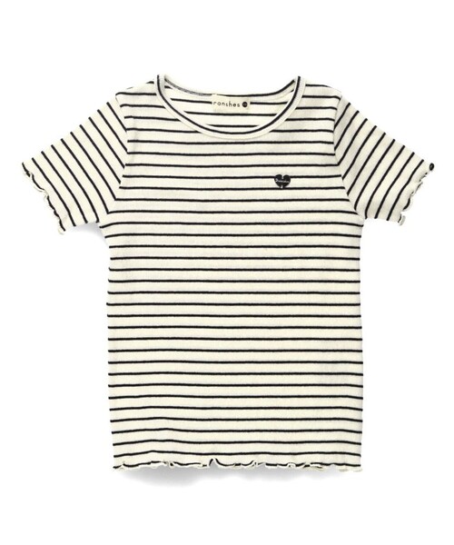 BRANSHES（ブランシェス）の「ストレッチテレコ半袖Tシャツ（Tシャツ/カットソー・キッズ・その他/オフホワイト/ブラック・90/80/110/100/130/150/120/140/160）」の12枚目の写真