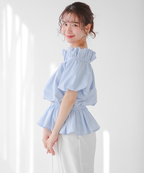 Fit more(フィットモア)の「オフショルバルーンスリーブペプラムトップス(シャツ/ブラウス・レディース・ブラック/ブルー/ホワイト・FREE)」の18枚目の写真