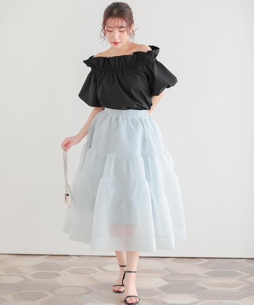 Fit more(フィットモア)の「オフショルバルーンスリーブペプラムトップス(シャツ/ブラウス・レディース・ブラック/ブルー/ホワイト・FREE)」の21枚目の写真