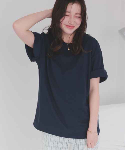 titivate(ティティベイト)の「汗染み防止ルーズシルエットTシャツ(Tシャツ/カットソー・レディース・ホワイト/ネイビー/チャコール/ブラック/ローズ/グレー・MT/L/S/M)」の5枚目の写真