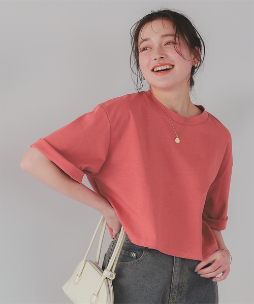 titivate(ティティベイト)の「汗染み防止ルーズシルエットTシャツ(Tシャツ/カットソー・レディース・ホワイト/ネイビー/チャコール/ブラック/ローズ/グレー・MT/L/S/M)」の6枚目の写真
