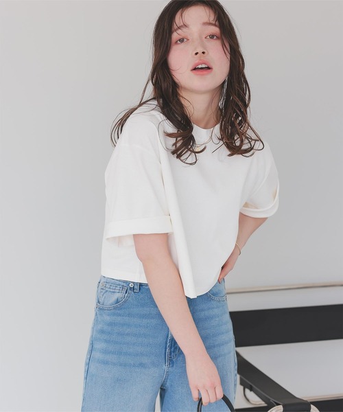 titivate(ティティベイト)の「汗染み防止ルーズシルエットTシャツ(Tシャツ/カットソー・レディース・ホワイト/ネイビー/チャコール/ブラック/ローズ/グレー・MT/L/S/M)」の9枚目の写真