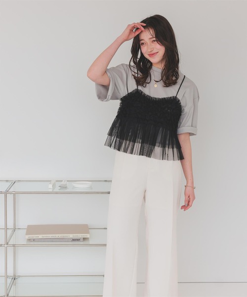 titivate(ティティベイト)の「汗染み防止ルーズシルエットTシャツ(Tシャツ/カットソー・レディース・ホワイト/ネイビー/チャコール/ブラック/ローズ/グレー・MT/L/S/M)」の12枚目の写真