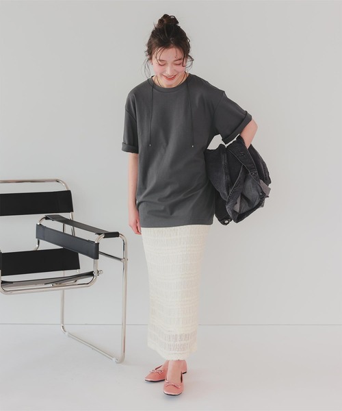 titivate(ティティベイト)の「汗染み防止ルーズシルエットTシャツ(Tシャツ/カットソー・レディース・ホワイト/ネイビー/チャコール/ブラック/ローズ/グレー・MT/L/S/M)」の13枚目の写真