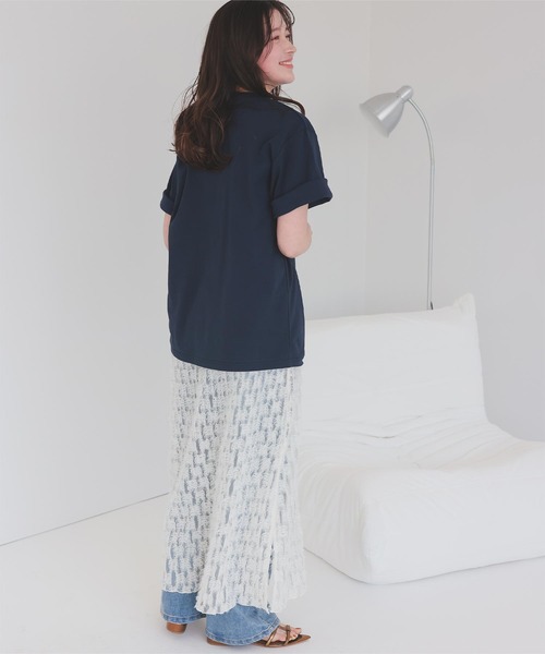 titivate(ティティベイト)の「汗染み防止ルーズシルエットTシャツ(Tシャツ/カットソー・レディース・ホワイト/ネイビー/チャコール/ブラック/ローズ/グレー・MT/L/S/M)」の14枚目の写真