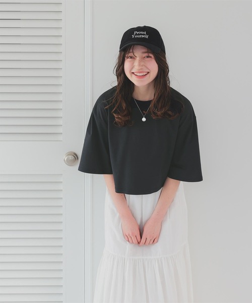 titivate(ティティベイト)の「汗染み防止ルーズシルエットTシャツ(Tシャツ/カットソー・レディース・ホワイト/ネイビー/チャコール/ブラック/ローズ/グレー・MT/L/S/M)」の10枚目の写真