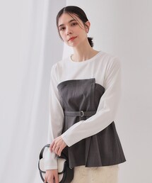 OPAQUE.CLIP | ベルト付ビスチェドッキングカットソー【洗濯機洗い可】(Tシャツ/カットソー)