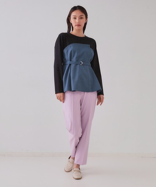 Kolor ドッキングカットソー セール】ベルト付ビスチェドッキングカットソー【洗濯機洗い可】（T