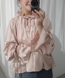 mysty woman | 【スタッフプロデュース】あんず企画・サテンギャザーリボンブラウス　329021(シャツ/ブラウス)