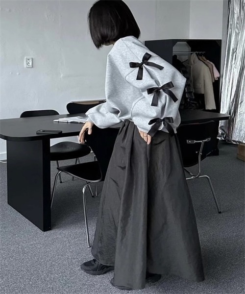 FREE STYLISTS（フリー スタイリスト）の「袖リボンスウェット（スウェット・レディース・ブラック/ダークネイビー/グレー・L/M/S）」の12枚目の写真