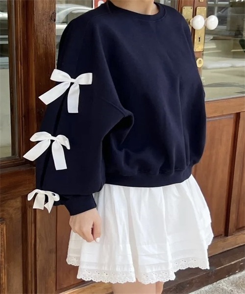 FREE STYLISTS（フリー スタイリスト）の「袖リボンスウェット（スウェット・レディース・ブラック/ダークネイビー/グレー・L/M/S）」の20枚目の写真