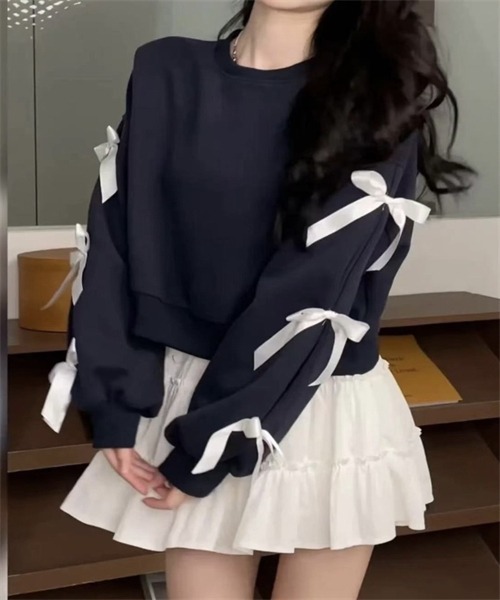 FREE STYLISTS（フリー スタイリスト）の「袖リボンスウェット（スウェット・レディース・ブラック/ダークネイビー/グレー・L/M/S）」の19枚目の写真
