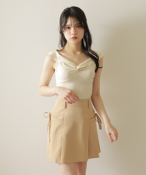 M DOLLY(エムドリー)の「twist sleeveless short tops/ツイストノースリーブショートトップス(Tシャツ/カットソー・レディース・アイボリー/グレー・FREE)」の20枚目の写真