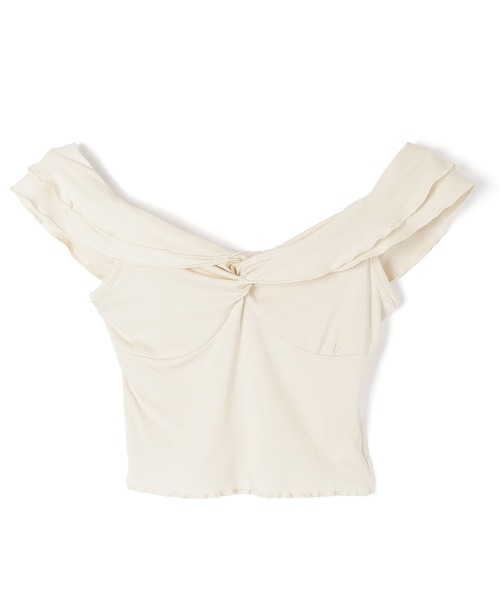 M DOLLY(エムドリー)の「twist sleeveless short tops/ツイストノースリーブショートトップス(Tシャツ/カットソー・レディース・アイボリー/グレー・FREE)」の13枚目の写真