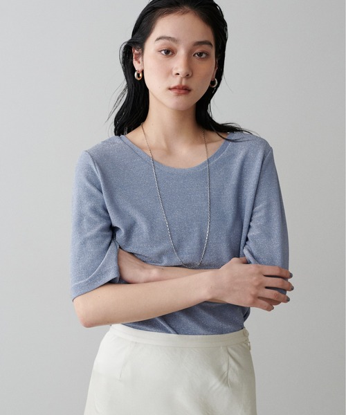 前後2wayフライスTシャツ LARUTA】前後2WAYラメフライスT（Tシャツ/カットソー）｜LARUTA