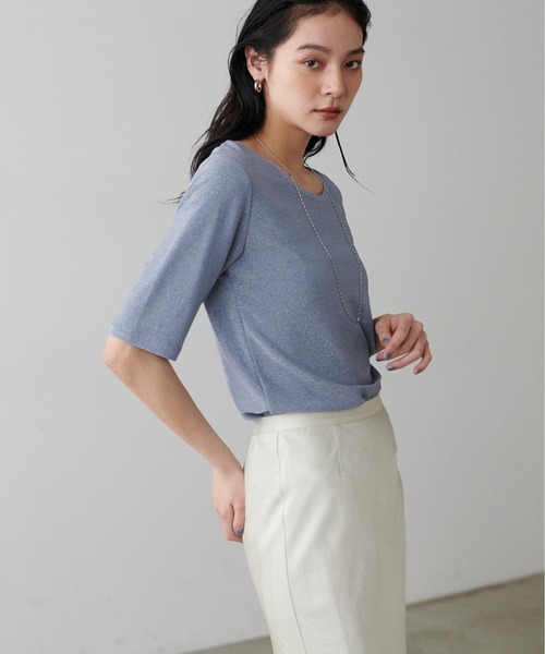 LARUTA(ラルータ)の「【LARUTA】前後2WAYラメフライスT(Tシャツ/カットソー・レディース・サックスブルー/ライトグレー/ベージュ/ブラック・FREE)」の18枚目の写真