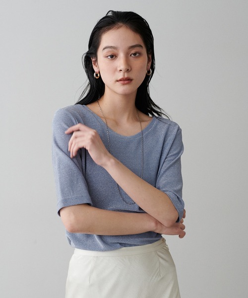 LARUTA(ラルータ)の「【LARUTA】前後2WAYラメフライスT(Tシャツ/カットソー・レディース・サックスブルー/ライトグレー/ベージュ/ブラック・FREE)」の19枚目の写真