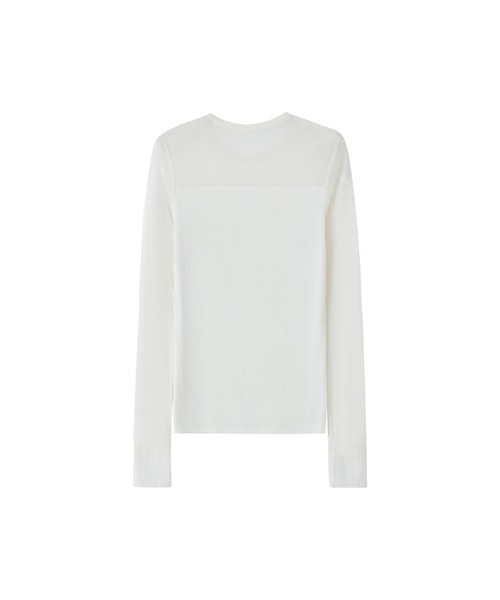 tageechita（タジチタ）の「【tageechita】異素材切替 シアーコンビ ロングスリーブプルオーバー（Tシャツ/カットソー・レディース・アイボリー・S/M/L）」の3枚目の写真