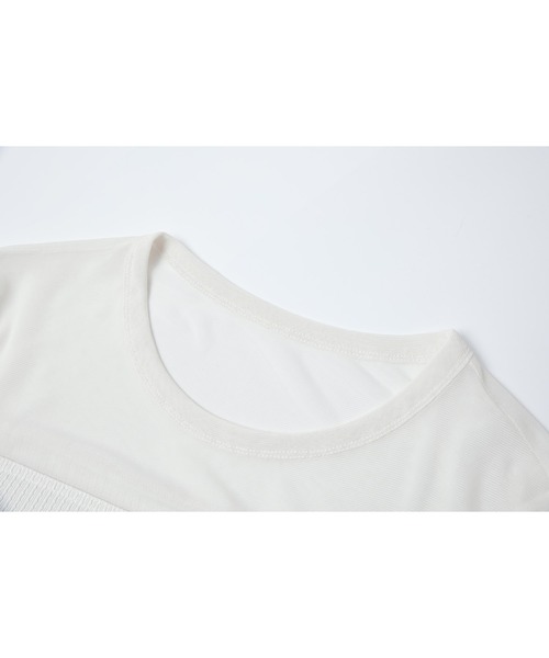 tageechita（タジチタ）の「【tageechita】異素材切替 シアーコンビ ロングスリーブプルオーバー（Tシャツ/カットソー・レディース・アイボリー・S/M/L）」の4枚目の写真