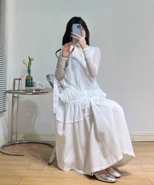 tageechita（タジチタ）の「【tageechita】異素材切替 シアーコンビ ロングスリーブプルオーバー（Tシャツ/カットソー・レディース・アイボリー・S/M/L）」の9枚目の写真