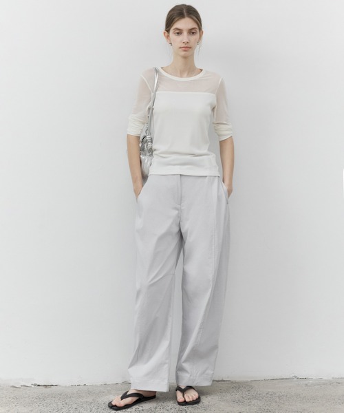 tageechita（タジチタ）の「【tageechita】異素材切替 シアーコンビ ロングスリーブプルオーバー（Tシャツ/カットソー・レディース・アイボリー・S/M/L）」の18枚目の写真