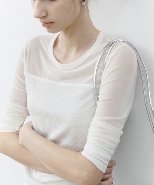 tageechita（タジチタ）の「【tageechita】異素材切替 シアーコンビ ロングスリーブプルオーバー（Tシャツ/カットソー・レディース・アイボリー・S/M/L）」の19枚目の写真