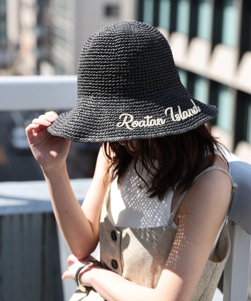 ap retro（アプレトロ）の「ロゴ刺繍がポイント♪ / ペーパーハット　紫外線対策（ハット・レディース・ブラウン/ベージュ/ブラック/アイボリー・FREE）」の7枚目の写真