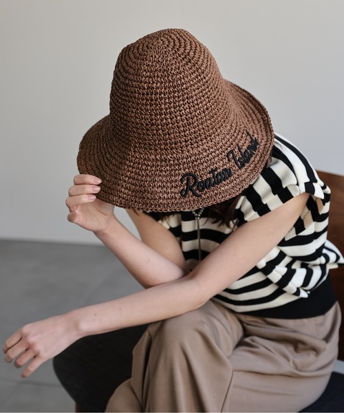 ap retro（アプレトロ）の「ロゴ刺繍がポイント♪ / ペーパーハット　紫外線対策（ハット・レディース・ブラウン/ベージュ/ブラック/アイボリー・FREE）」の9枚目の写真