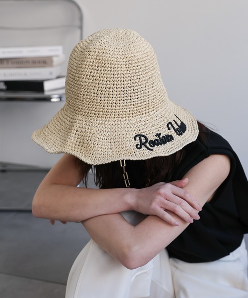 ap retro（アプレトロ）の「ロゴ刺繍がポイント♪ / ペーパーハット　紫外線対策（ハット・レディース・ブラウン/ベージュ/ブラック/アイボリー・FREE）」の6枚目の写真