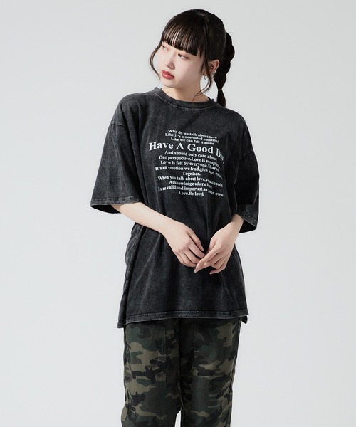 Chick(チック)の「Vintage-style design T-shirts/ヴィンテージ風デザインTシャツ 夏物 夏服(Tシャツ/カットソー・レディース・ブラック・FREE)」の4枚目の写真