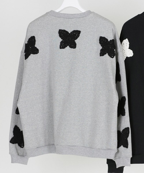 DISCOVERED（ディスカバード）の「msw1655-BUTTERFLY CROCHET SWEAT スウェット（スウェット・メンズ・グレー/ブラック・1/3）」の5枚目の写真