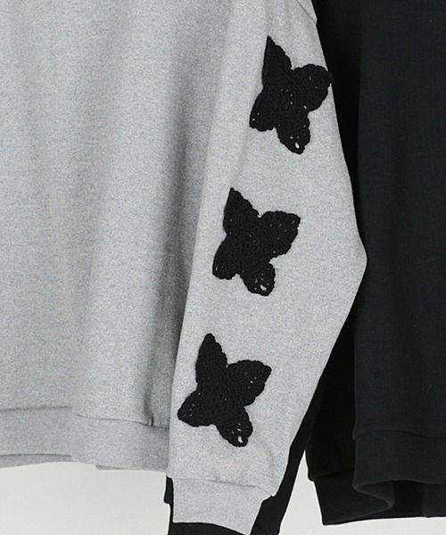 DISCOVERED（ディスカバード）の「msw1655-BUTTERFLY CROCHET SWEAT スウェット（スウェット・メンズ・グレー/ブラック・1/3）」の9枚目の写真