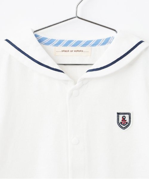 sense of wonder(センスオブワンダー)の「セーラーショートオール(ロンパース・キッズ・オフホワイト/ネイビー・70cm/80cm)」の5枚目の写真