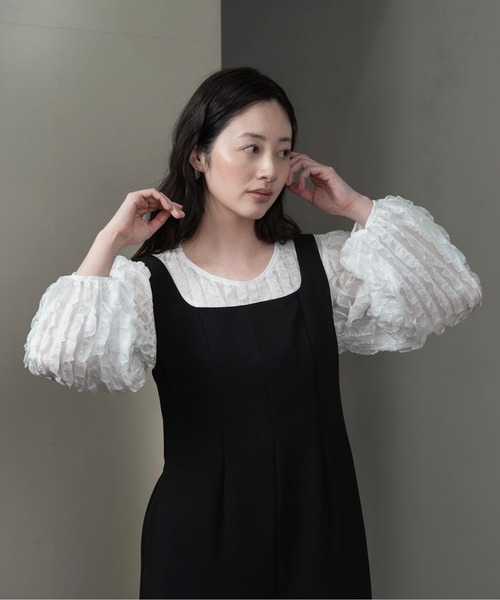 セール】wave frill sheer blouse / ウェーブフリルシアー