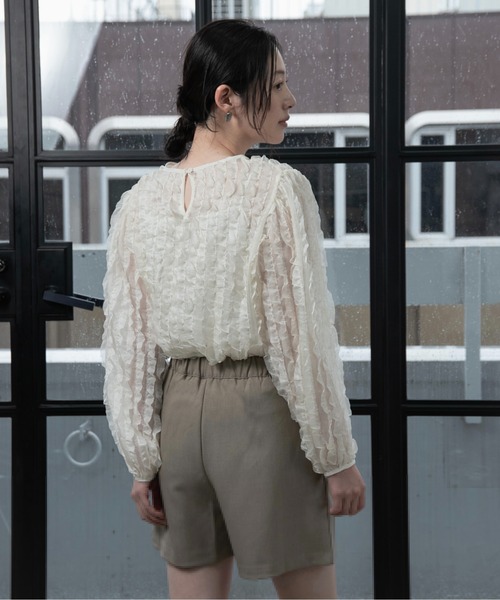 セール】wave frill sheer blouse / ウェーブフリルシアー