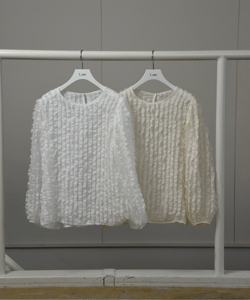 I_am(アイアム)の「wave frill sheer blouse / ウェーブフリルシアーブラウス(シャツ/ブラウス・レディース・ホワイト/アイボリー・FREE)」の3枚目の写真