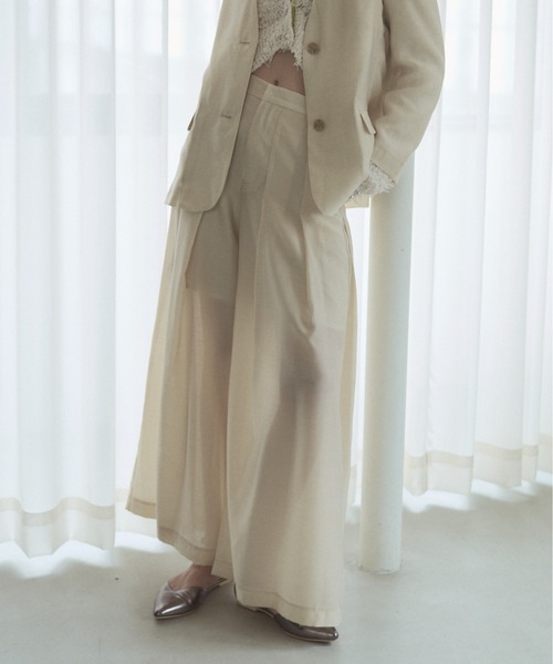 Muel Chic(ミュエルシック)の「Tung sheer pants タングシアーパンツ(その他パンツ・レディース・オフホワイト/ブラック/ライトブルー/ラベンダー・SMALL/MEDIUM)」の2枚目の写真