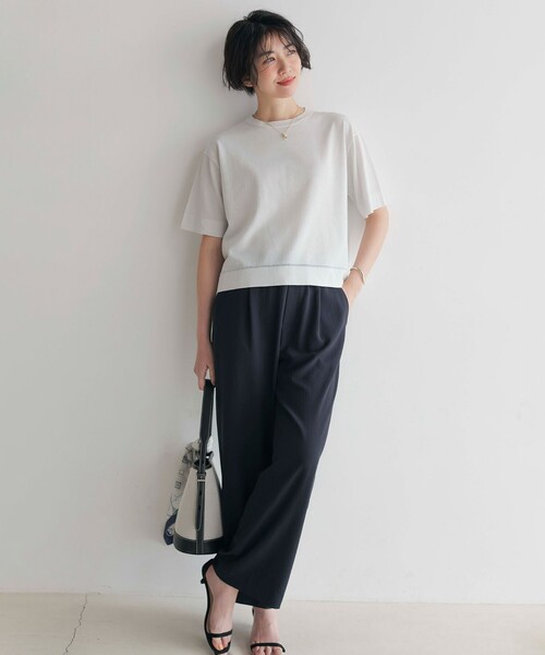J.PRESS(ジェイプレス)の「【洗える・接触冷感・吸水速乾】Lightジョーゼット ワイド パンツ(その他パンツ・レディース・ダークブラウン系/ネイビー系/ベージュ系・T13/T15/T17)」の9枚目の写真