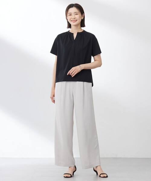 J.PRESS(ジェイプレス)の「【洗える・接触冷感・吸水速乾】Lightジョーゼット ワイド パンツ(その他パンツ・レディース・ダークブラウン系/ネイビー系/ベージュ系・T13/T15/T17)」の11枚目の写真