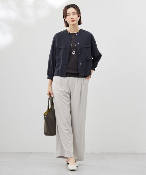 J.PRESS(ジェイプレス)の「【洗える・接触冷感・吸水速乾】Lightジョーゼット ワイド パンツ(その他パンツ・レディース・ダークブラウン系/ネイビー系/ベージュ系・T13/T15/T17)」の13枚目の写真