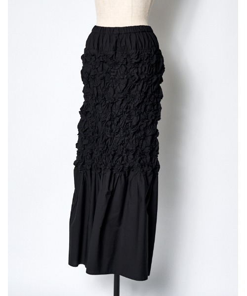 RUMCHE（ラムシェ）の「Cotton Shirring Skirt / コットンシャーリングスカート（スカート・レディース・ブラック・FREE）」の4枚目の写真