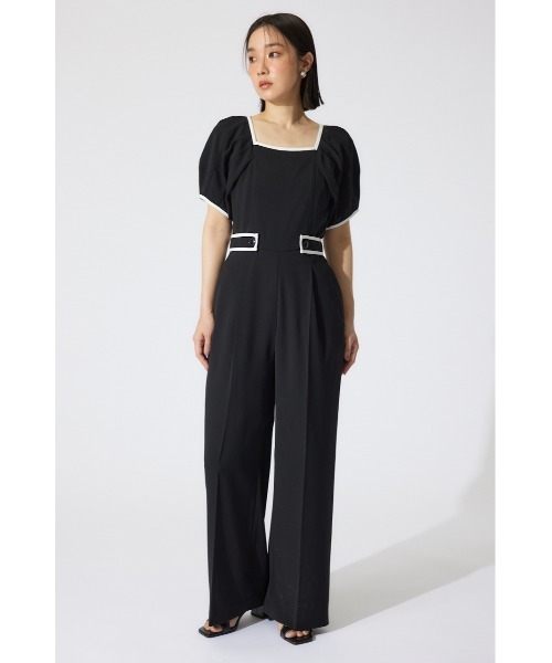 rienda（リエンダ）の「バイカラーロンパース 半袖 夏服（パンツドレス・レディース・グレー/ブラック/ベージュ・SMALL/MEDIUM）」の13枚目の写真