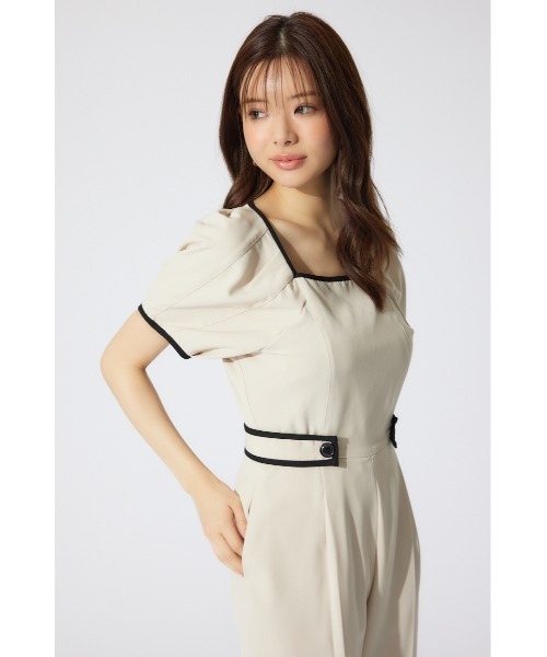 rienda（リエンダ）の「バイカラーロンパース 半袖 夏服（パンツドレス・レディース・グレー/ブラック/ベージュ・SMALL/MEDIUM）」の10枚目の写真