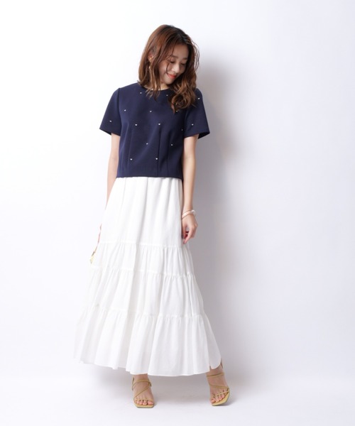JUSGLITTY（ジャスグリッティー）の「ハート刺繍クロップドカットソー