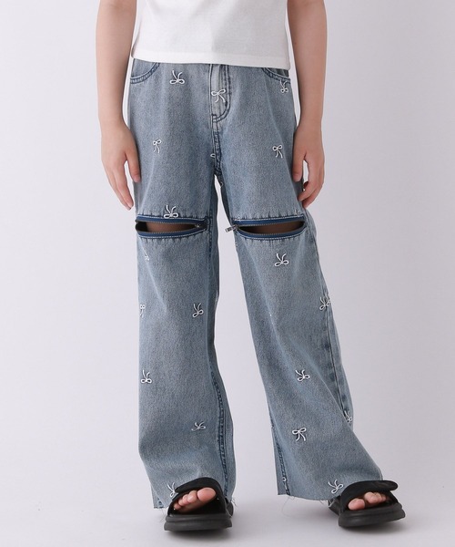 10C REPIPI(ジューシーレピピ)の「【10C REPIPI】KneeZIPリボンパンツ(その他パンツ・キッズ・ブルー/ブラック・120cm/130cm/110cm)」の2枚目の写真