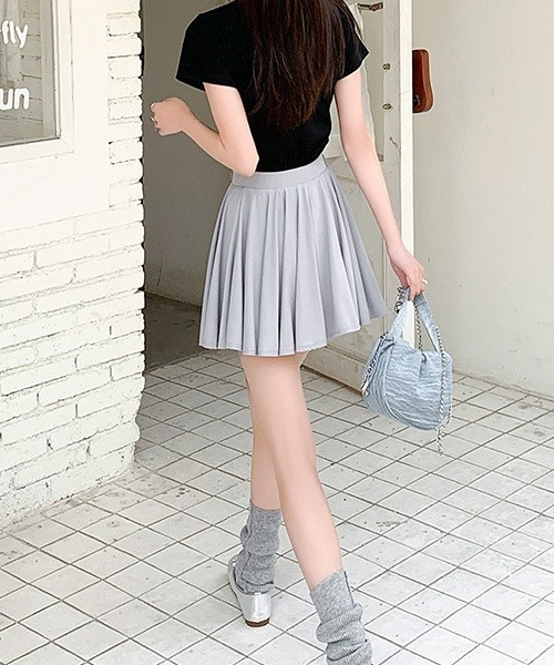 セール】Y2K無地ミニスカート（涼感／カジュアル＆シンプル