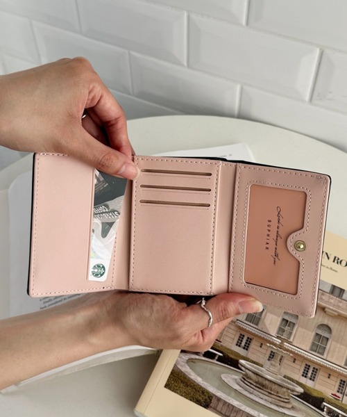 ミニママ♡ セール】ハートチャーム がま口三つ折り財布 ミニウォレット