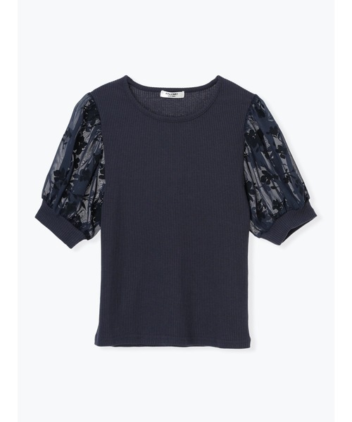 LUDIC PARK（ルディックパーク）の「袖花柄フロッキープリントトップス（Tシャツ/カットソー・レディース・ブラック/ネイビー・M/L）」の22枚目の写真